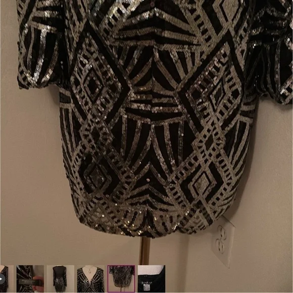 NWT Black Sequin Embellished Dress 6 - Picture 4 of 8